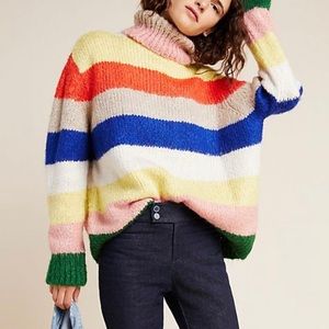 Anthropologie Gloria Striped Turtleneck Sweater